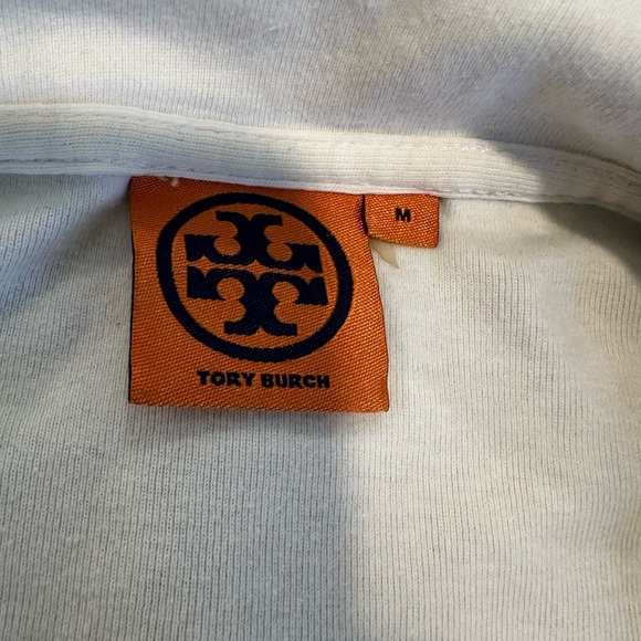 TORY BURCH Women’s Sz: M White Polo Short Shirt Top Gold Monogram Accent Buttons - Picture 8 of 12